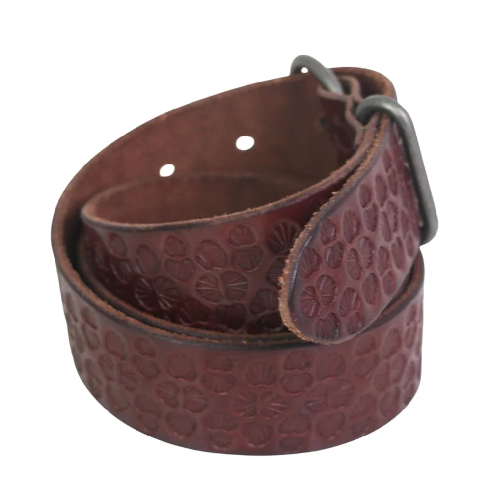Lucky Brand TOOLED BROWN REAL LEATHER 1 3/8